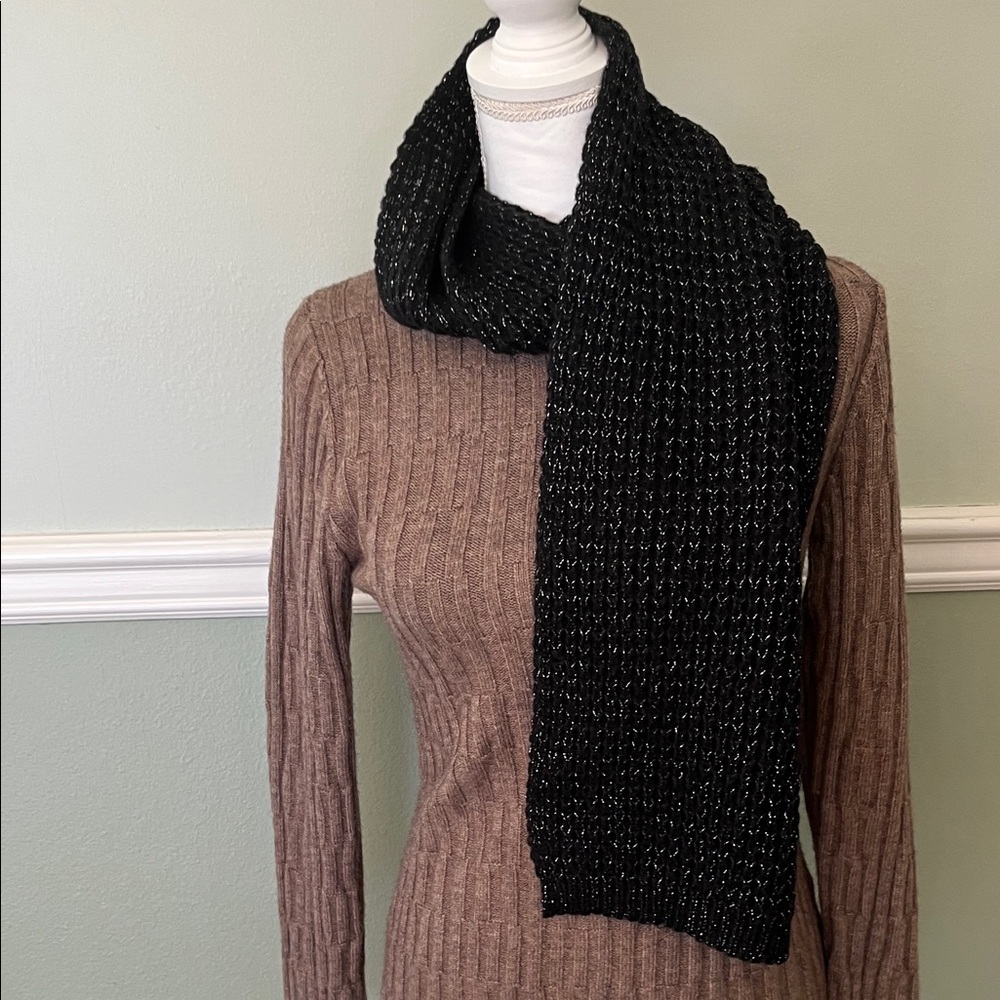 NWT Soft Knit Black Winter Scarf - Cozy Wrap - One Size